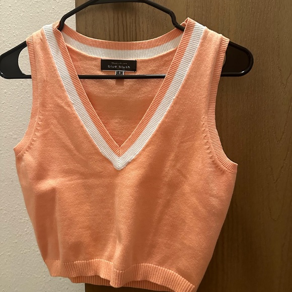 NWOT Blue Blush Orange Sweater Vest - Picture 2 of 3